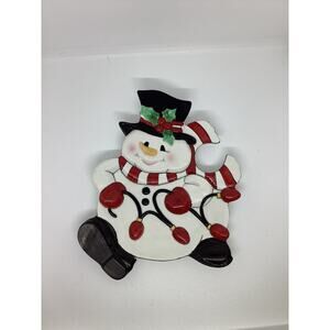 Fitz and Floyd 2006 Snowman "Cheers" Wine and Horsdoeuvre Plate